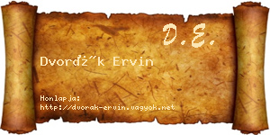 Dvorák Ervin névjegykártya