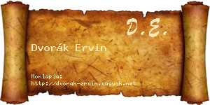 Dvorák Ervin névjegykártya