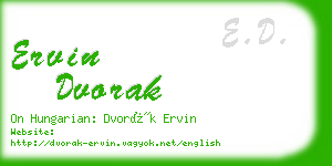 ervin dvorak business card